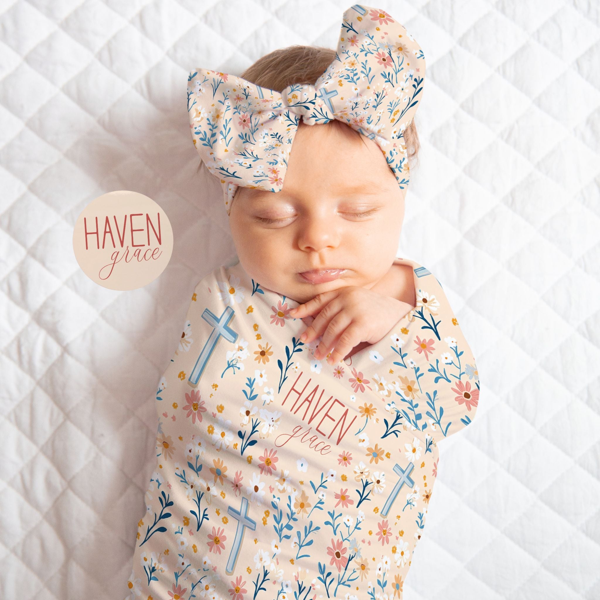 Floral Faith Pink Swaddle Set