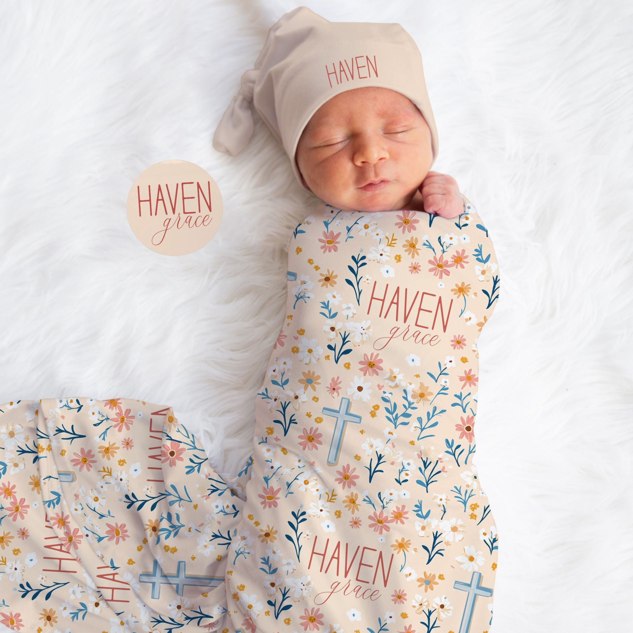 Floral Faith Pink Swaddle Set