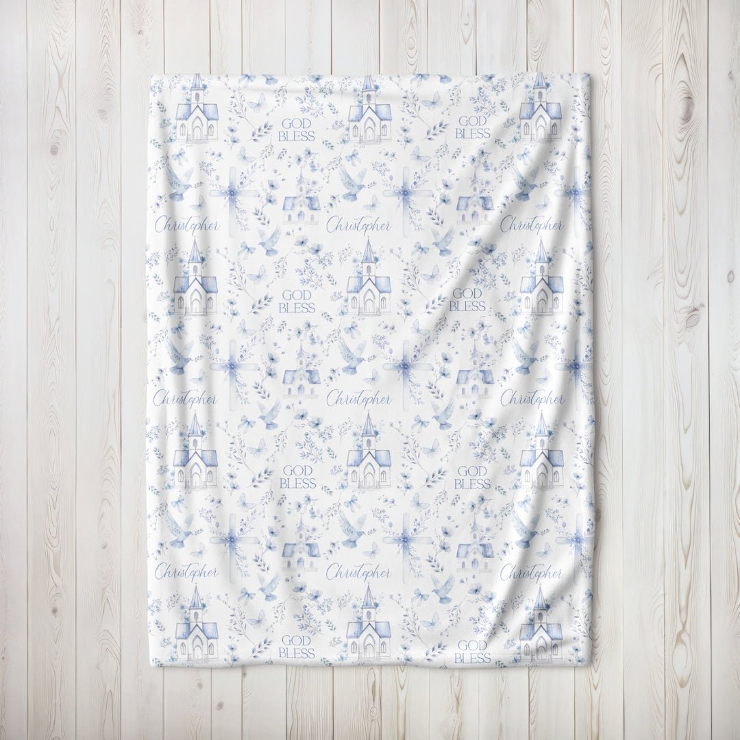 Church Toile Baptism Blanket - Twinklette™