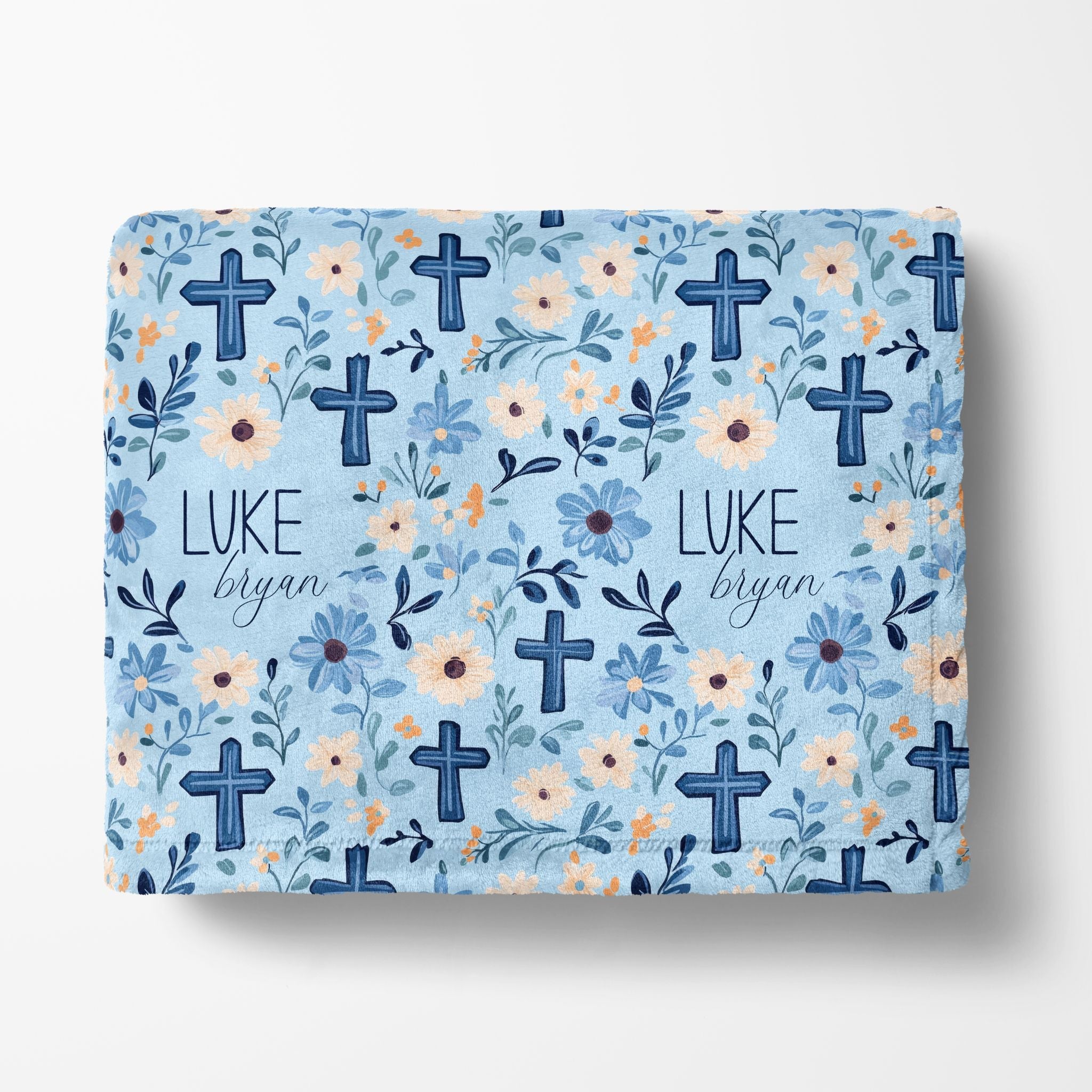 Floral Faith Blue Blanket - Twinklette™