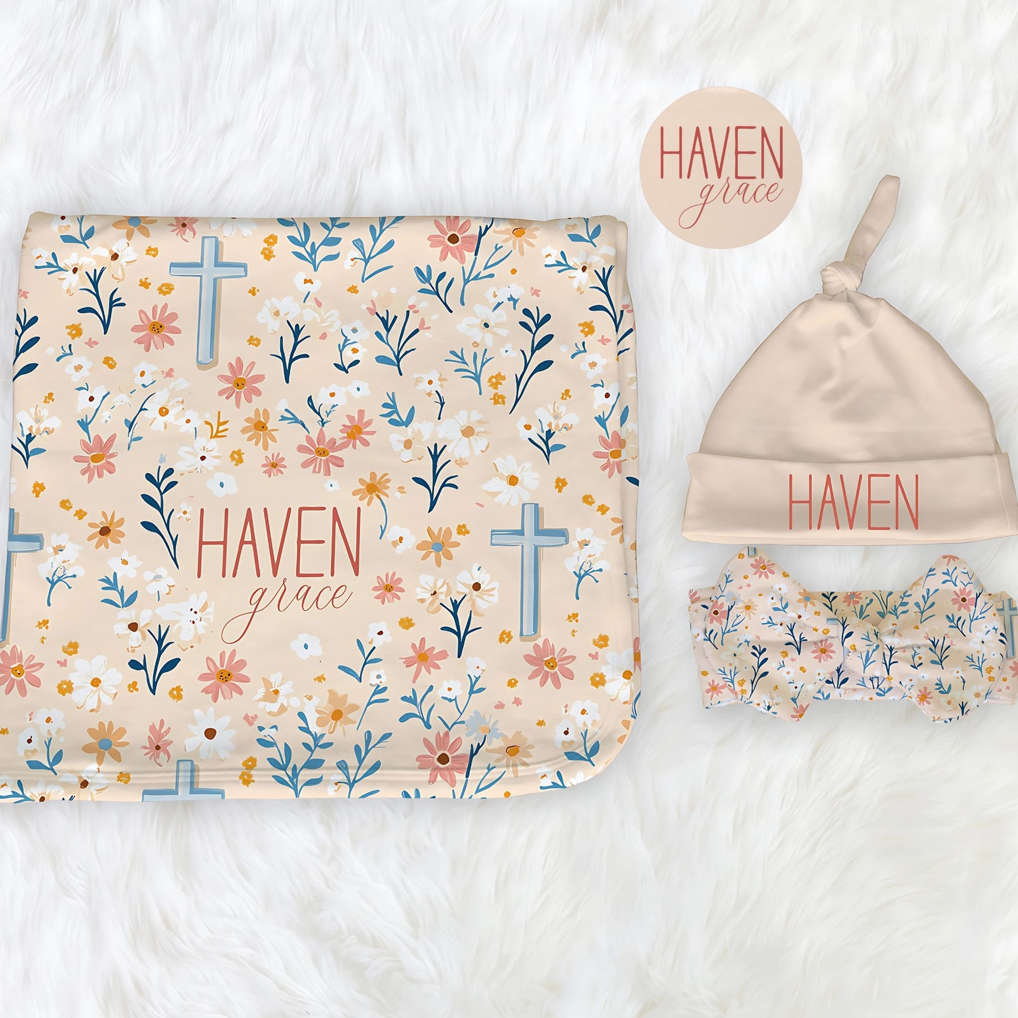 Floral Faith Pink Swaddle Set - Twinklette™