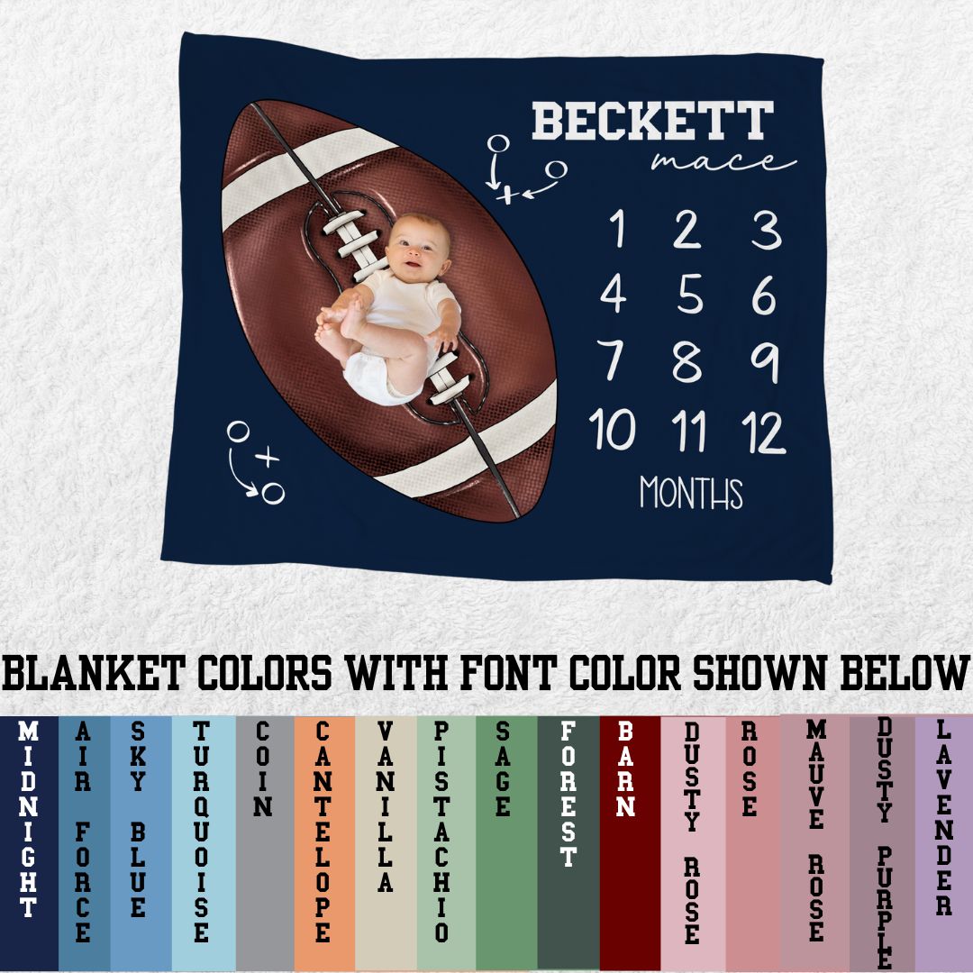 Football Milestone Blanket - Baby's First Year - Newborn Photo Prop - Twinklette™