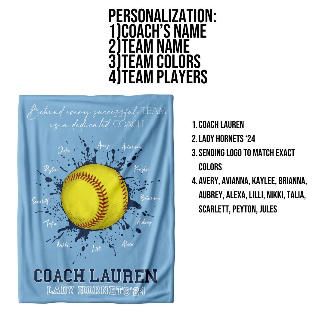 Softball Coach Thank You Blanket - Twinklette™