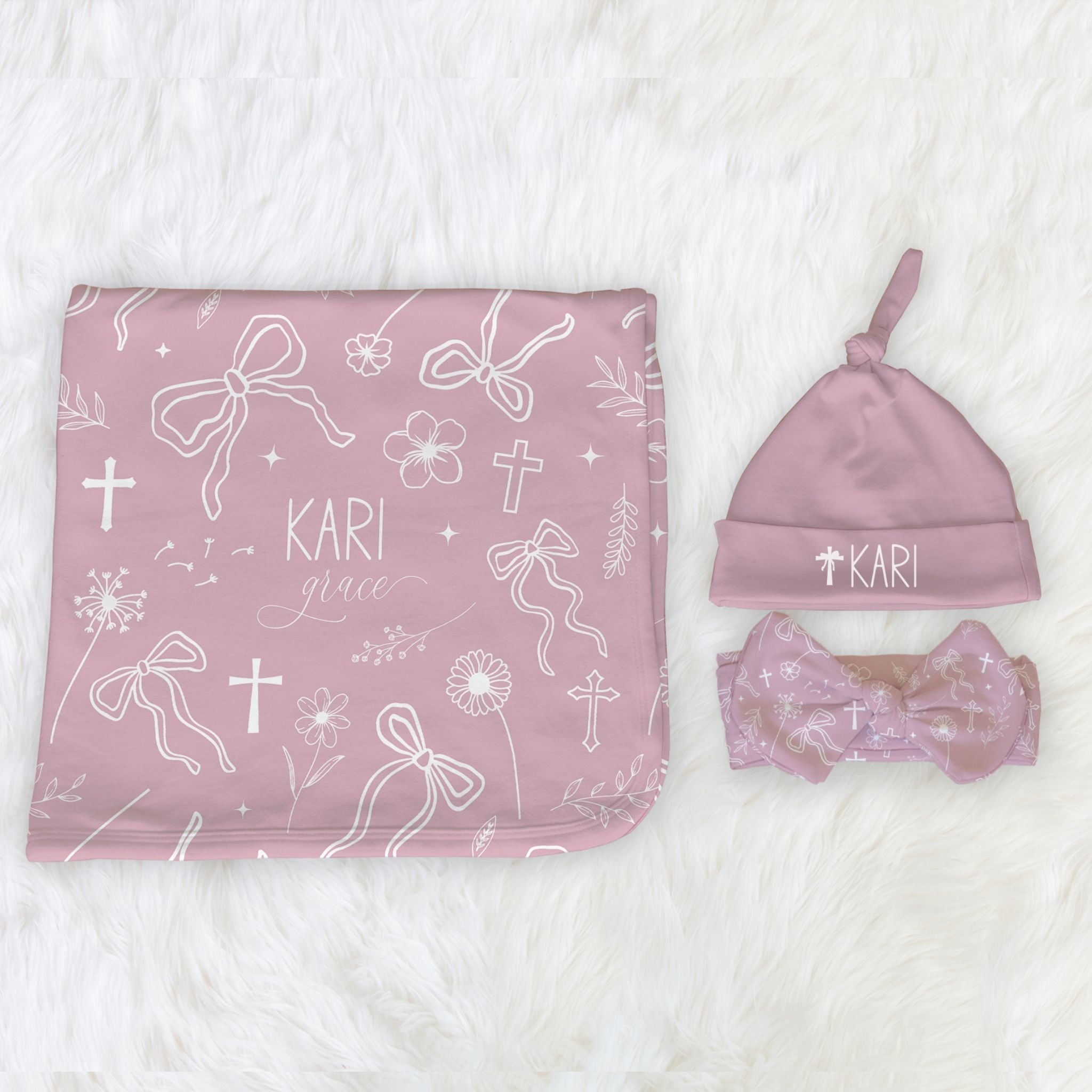 Wildflower Faith Bows Baby Swaddle Bundle - Twinklette™