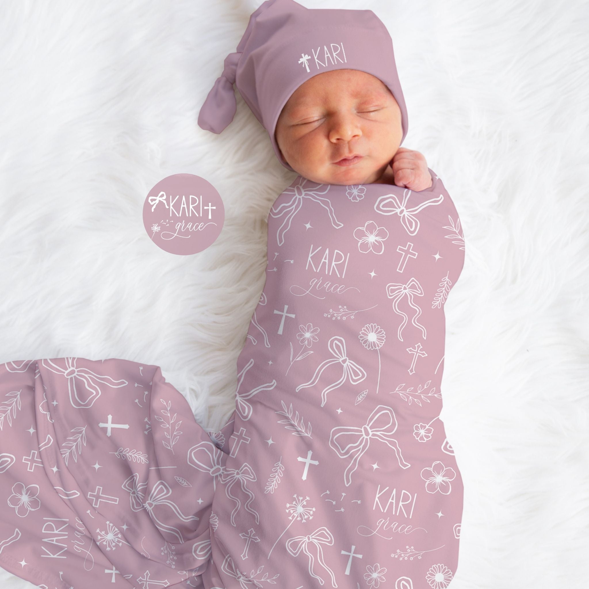 Wildflower Faith Bows Baby Swaddle Bundle - Twinklette™