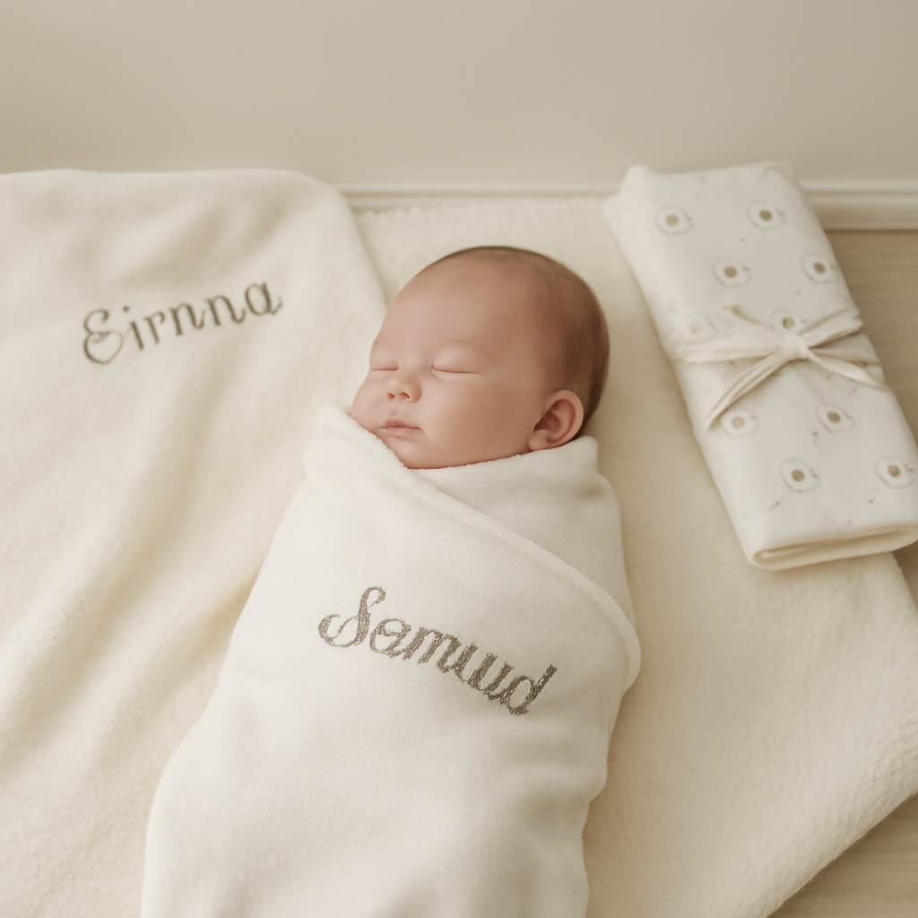 Embrace Warmth with Personalized Baby Blankets & Swaddle Sets