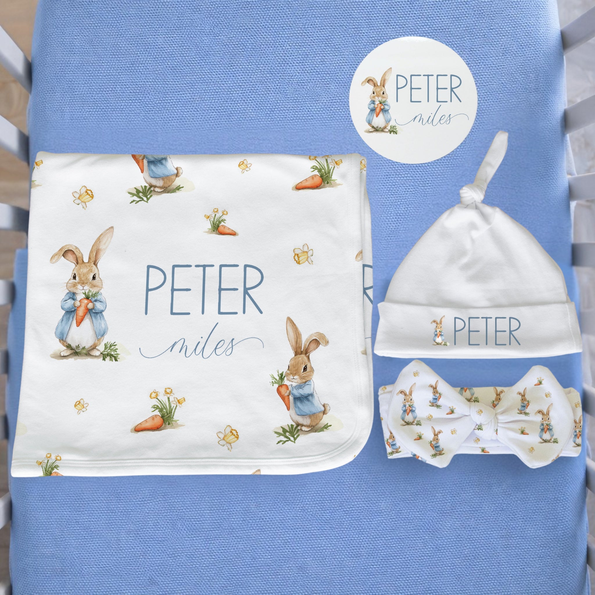 Vintage Rabbit Baby Swaddle Bundle