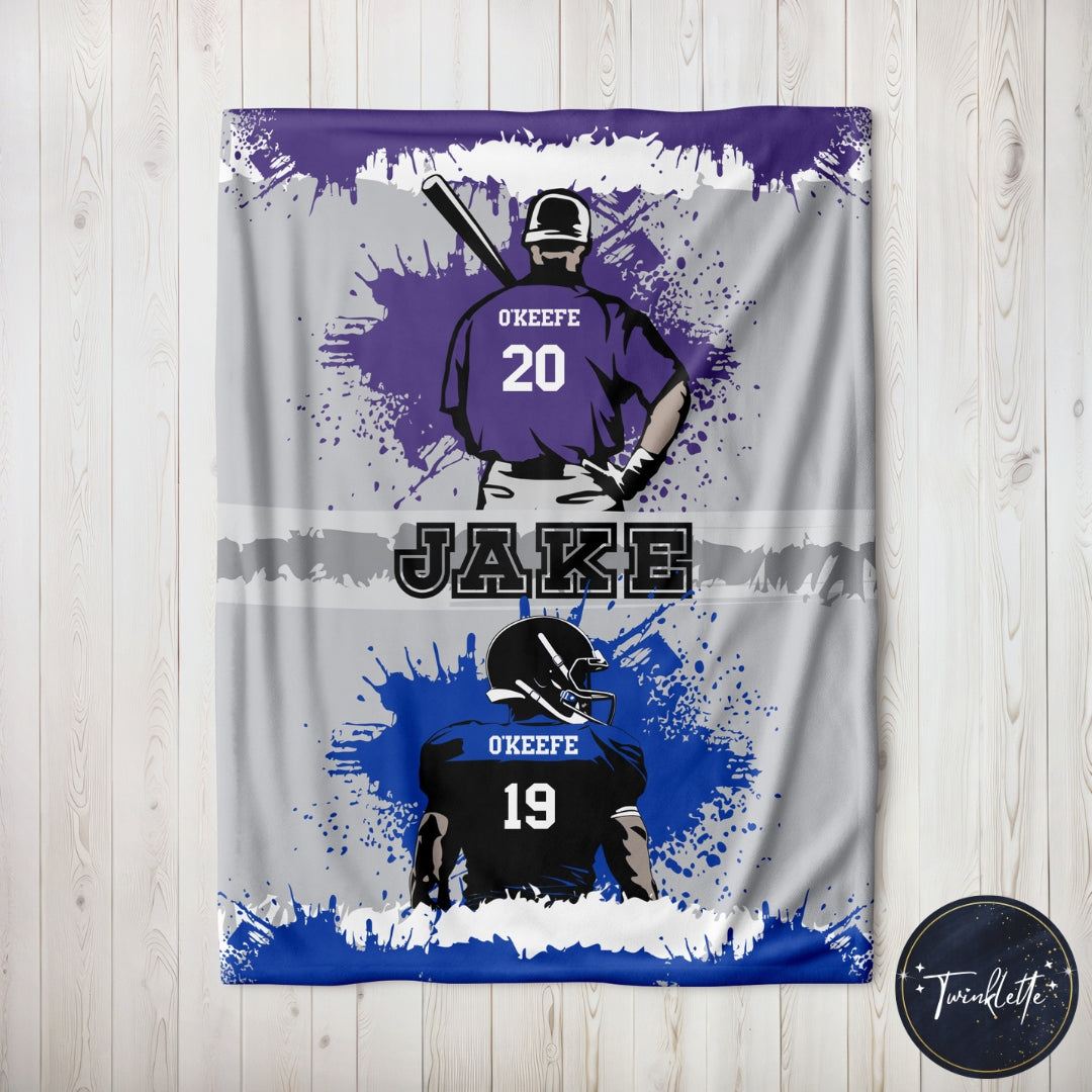 baseball football customizable blanket