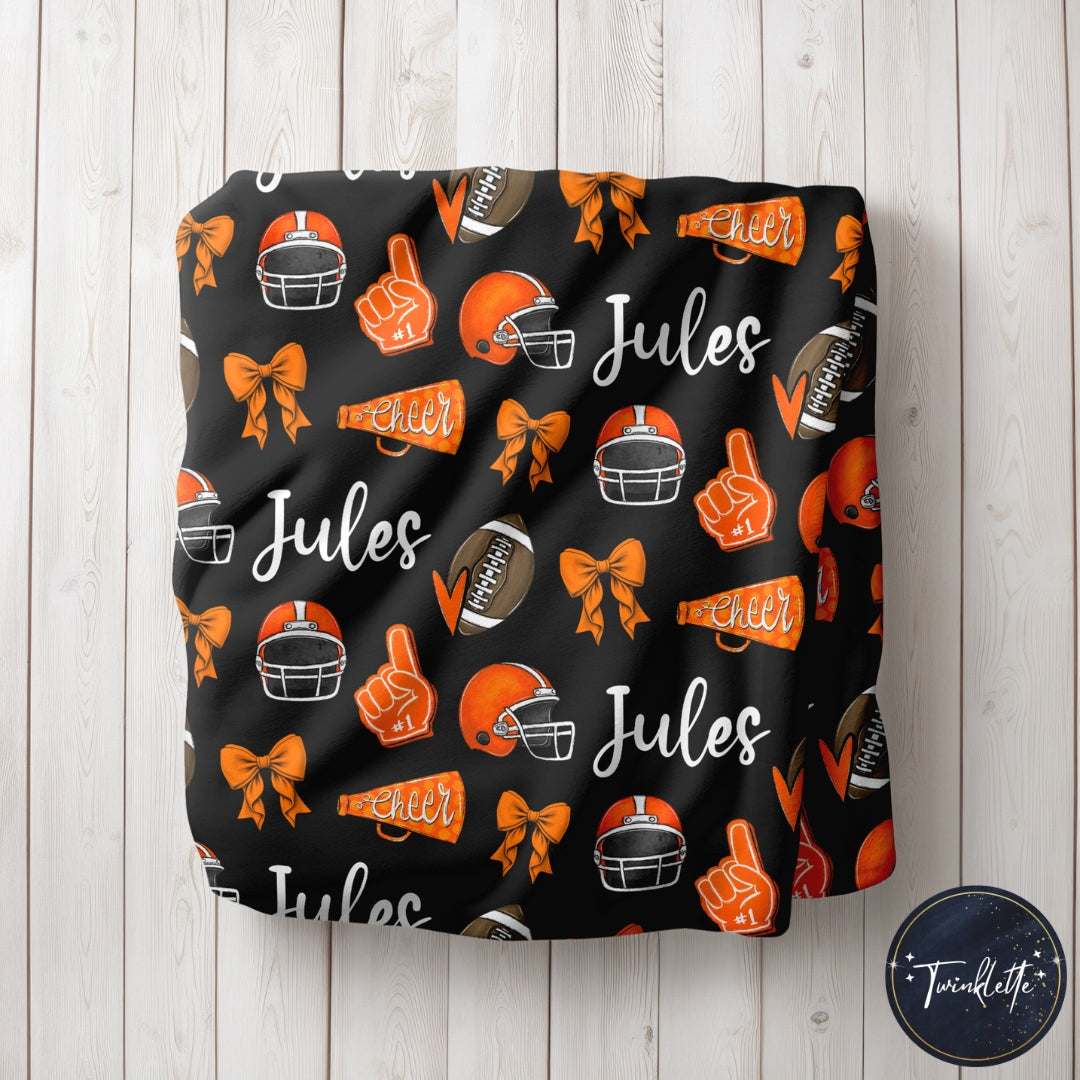 football coquette bow blanket