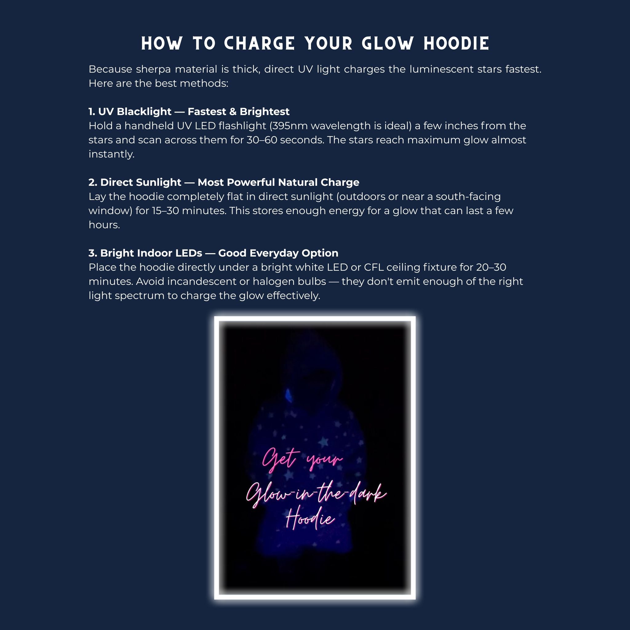 how to charge your glow in the dark hoodie