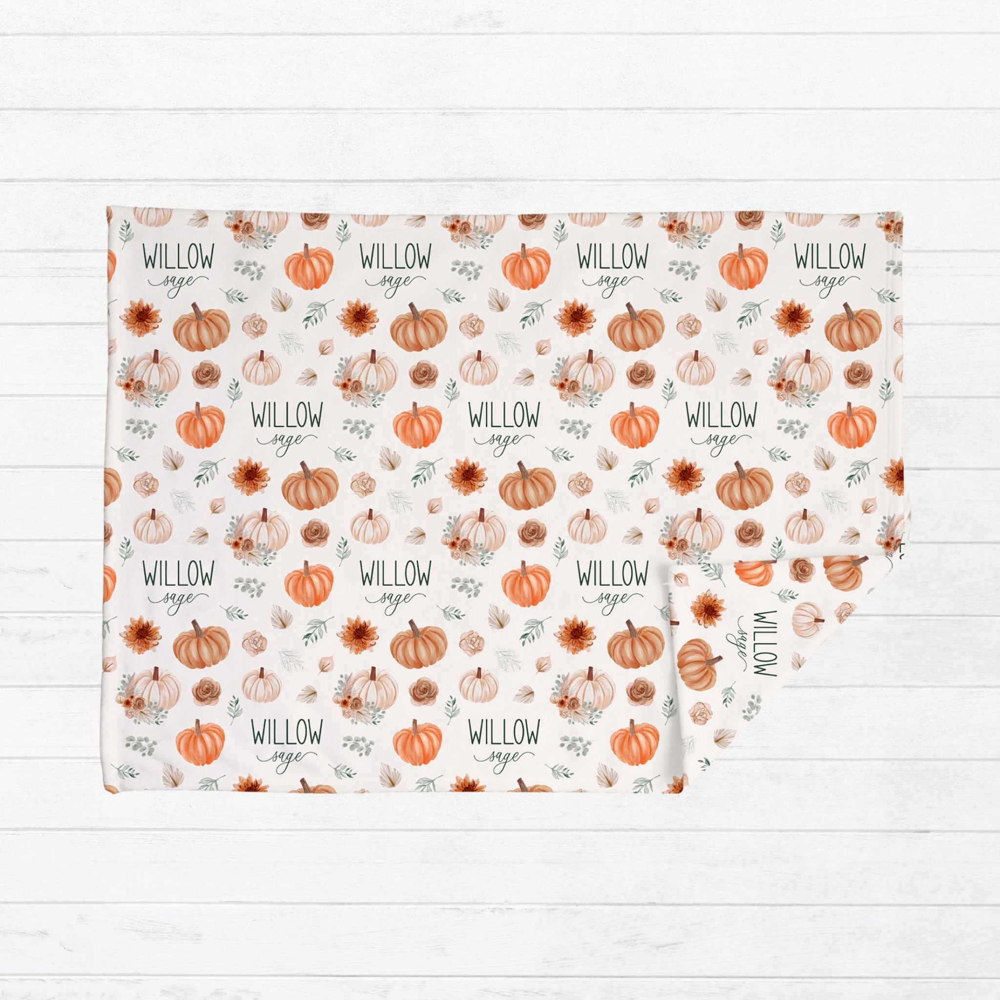 Fall Pumpkin Baby Minky Blanket