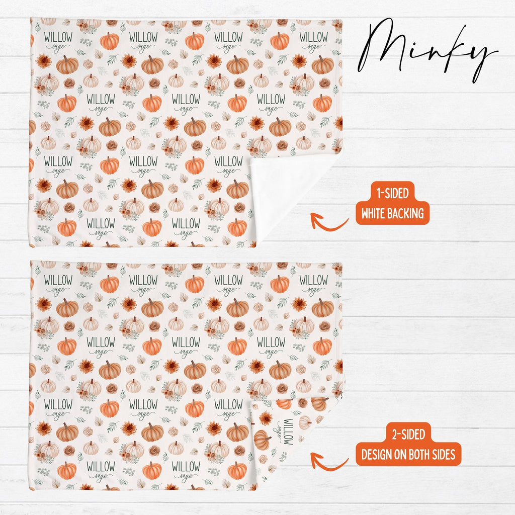 Fall Pumpkin Baby Minky Blanket