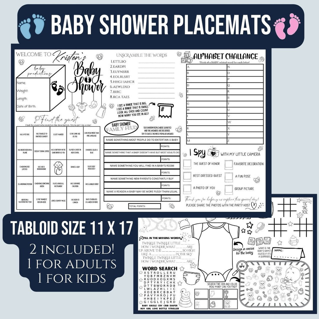 Baby Shower Placemats - Personalized - Twinklette™