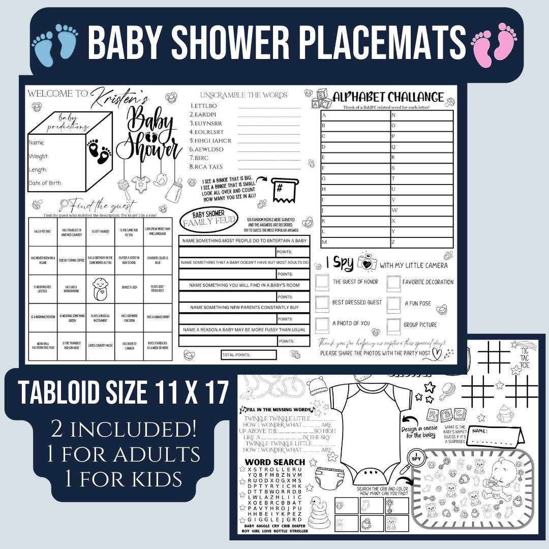 Baby Shower Placemats - Personalized - Twinklette™