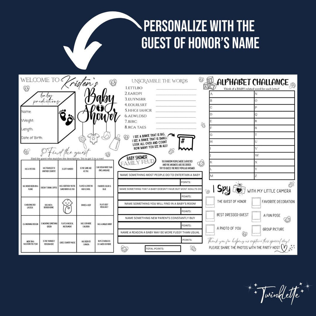 Baby Shower Placemats - Personalized - Twinklette™