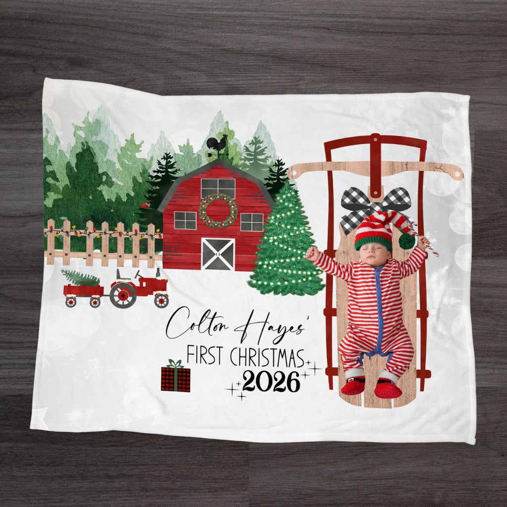Personalized Baby's First Christmas Milestone Blanket