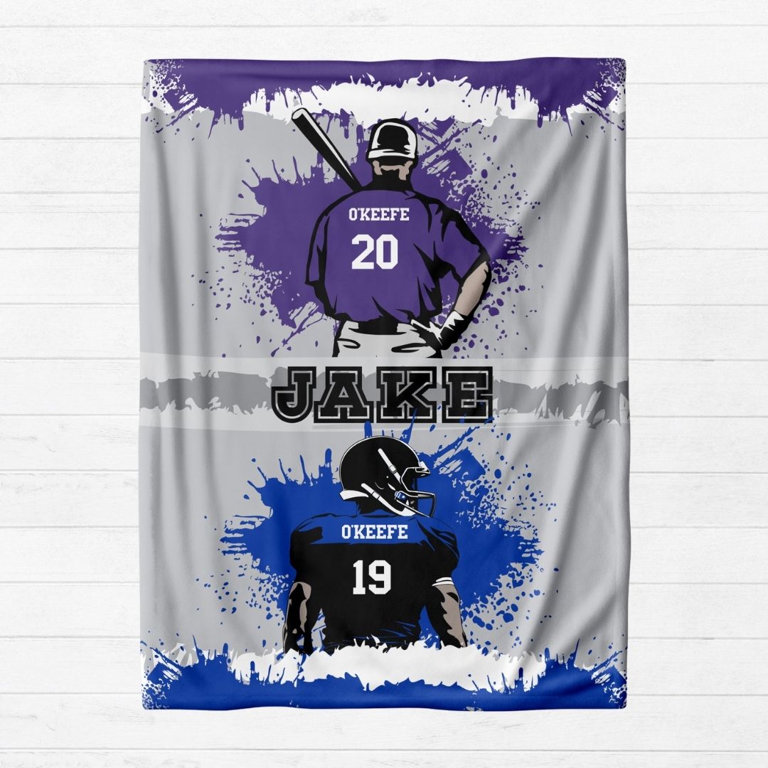 Baseball & Football Combo Personalized Blanket - Twinklette™