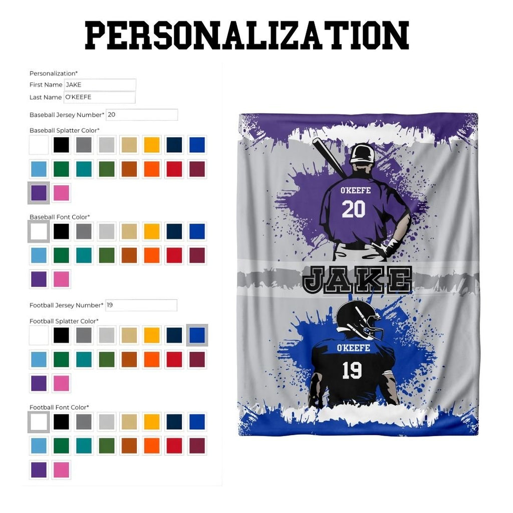 Baseball & Football Combo Personalized Blanket - Twinklette™