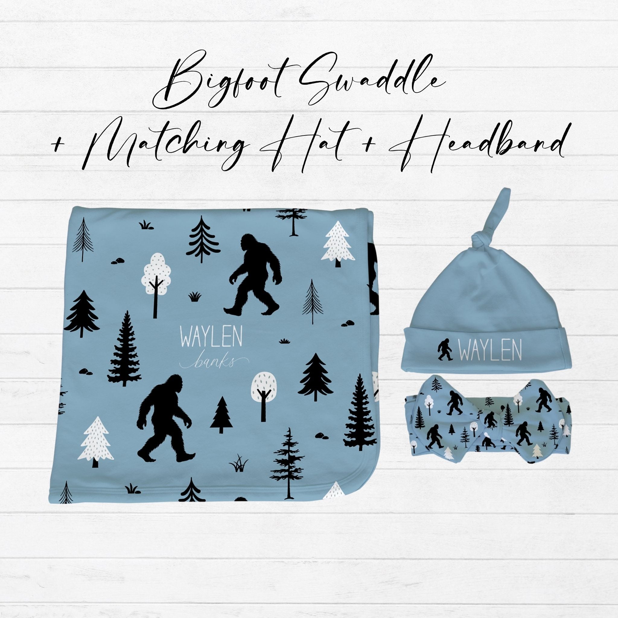 Personalized Bigfoot Swaddle & Hat Set