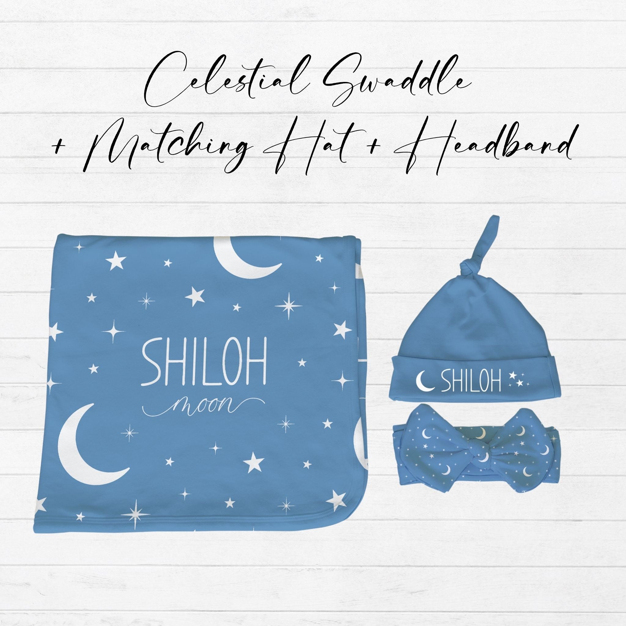 Personalized Celestial Swaddle & Hat Set