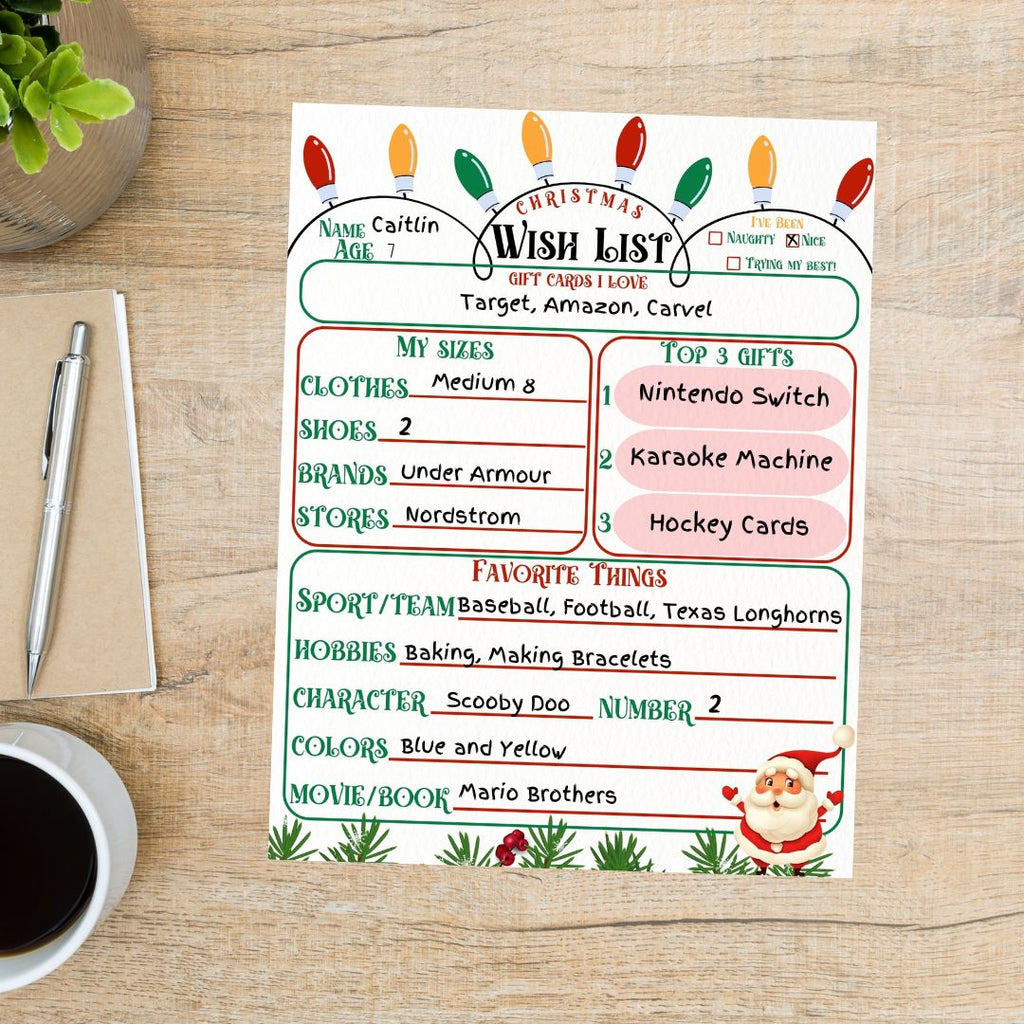 Child's Christmas Wish List Template (Digital Download) - Twinklette™