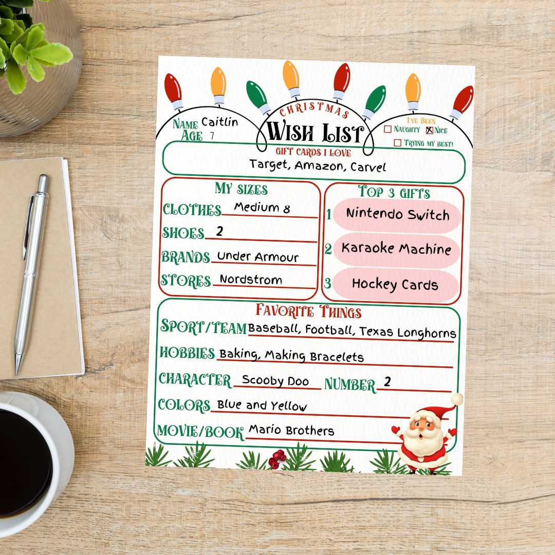 Child's Christmas Wish List Template (Digital Download) - Twinklette™