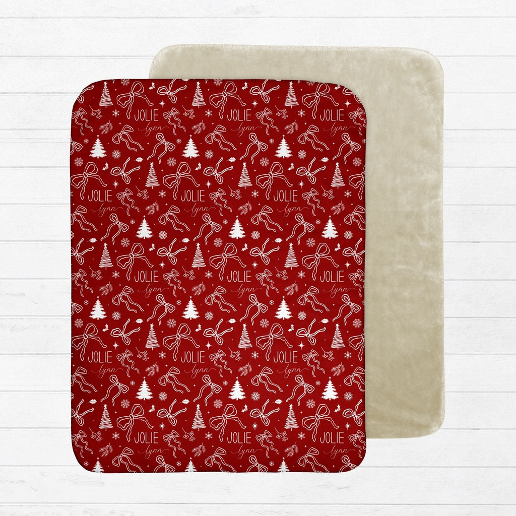 Christmas Bows Baby Sherpa Blanket - Twinklette™
