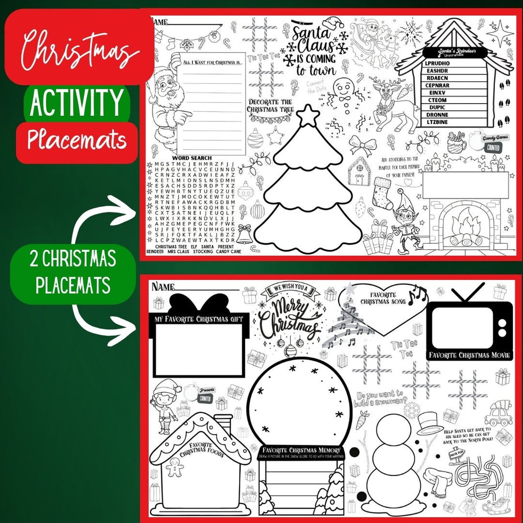 Christmas Coloring Placemats (TWO Included) - Twinklette™