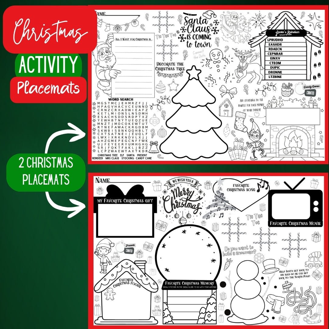 Christmas Coloring Placemats (TWO Included) - Twinklette™