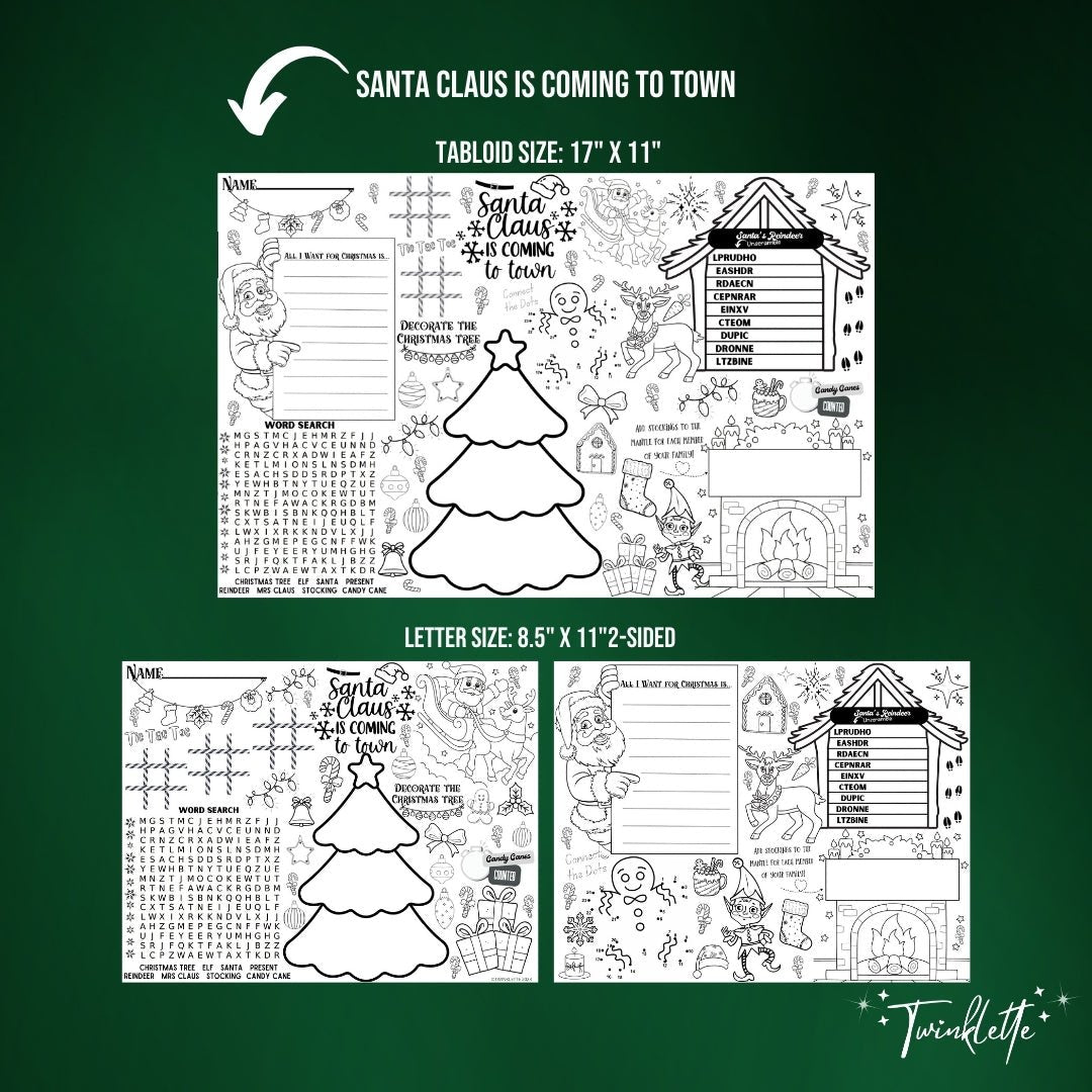Christmas Coloring Placemats (TWO Included) - Twinklette™