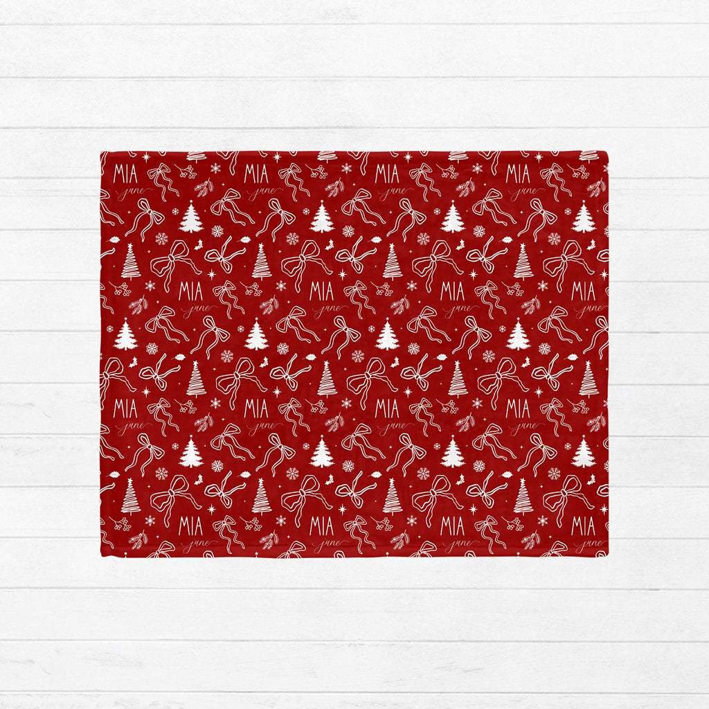 Christmas Coquette Bows Baby Minky Blanket - Twinklette™