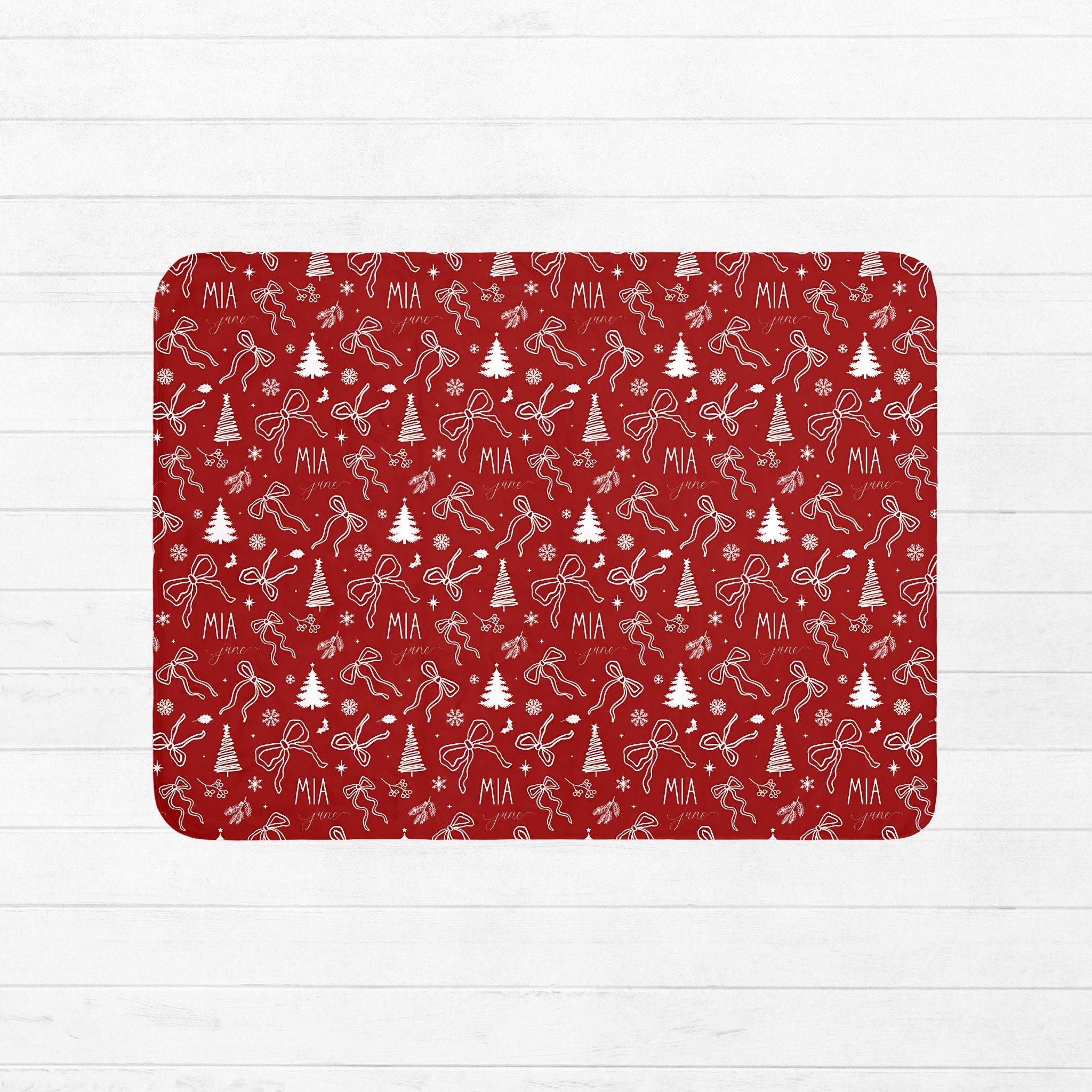 Christmas Coquette Bows Baby Sherpa Blanket - Twinklette™