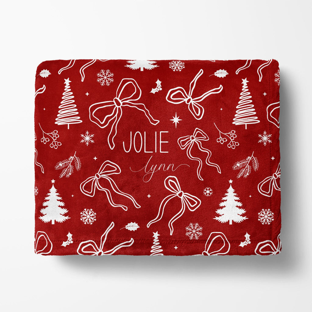 Christmas Coquette Bows Minky Blanket - Twinklette™