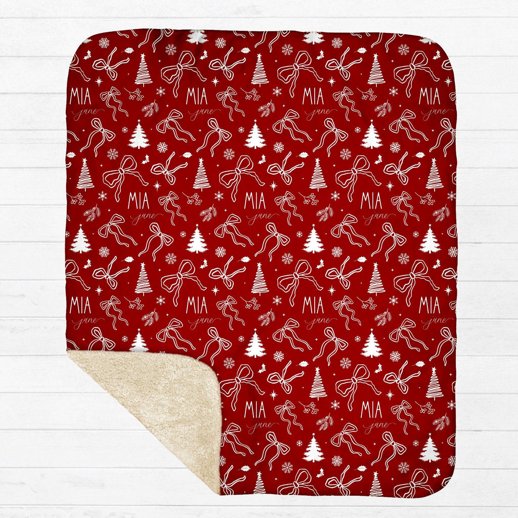 Christmas Coquette Bows Sherpa Blanket - Twinklette™