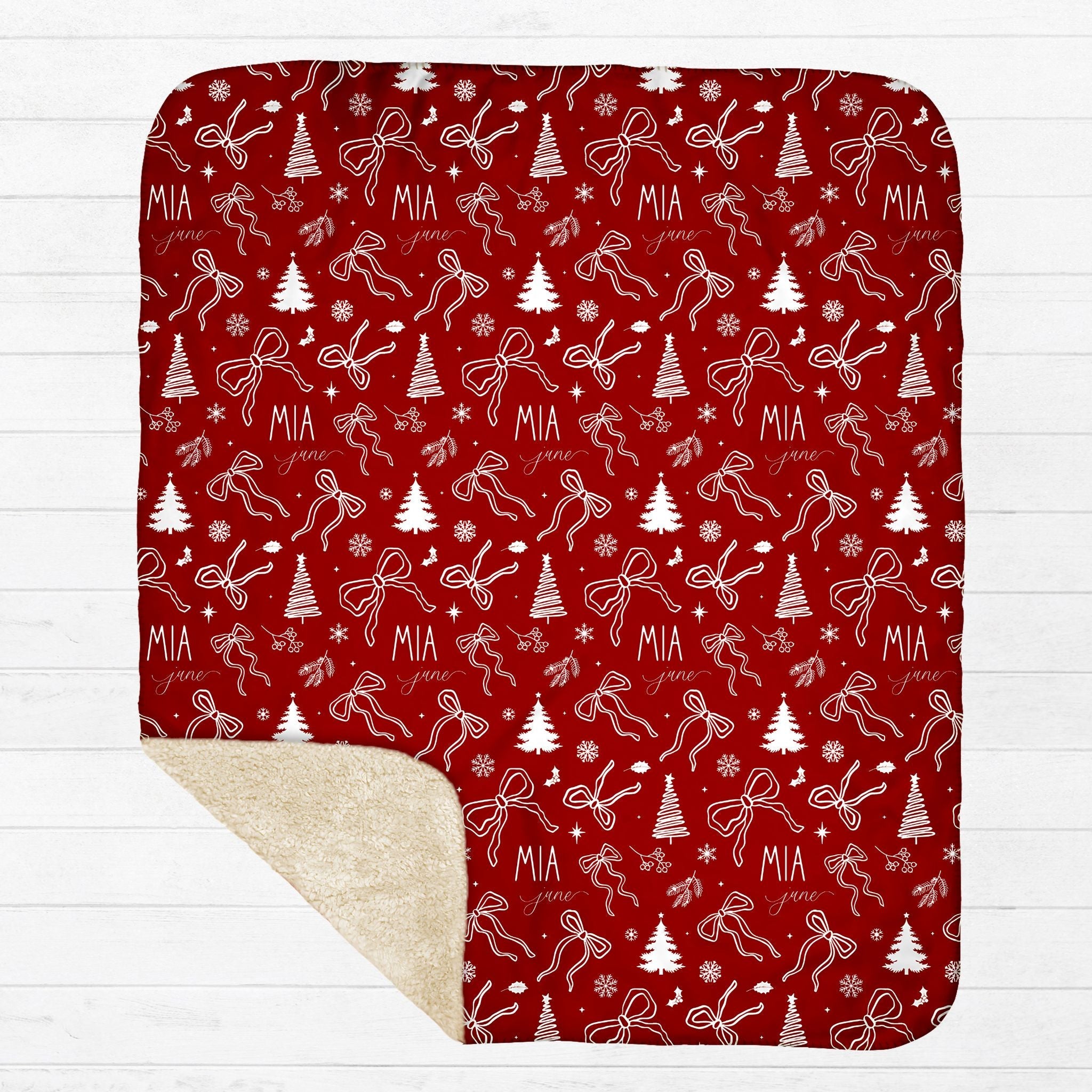 Christmas Coquette Bows Sherpa Blanket - Twinklette™