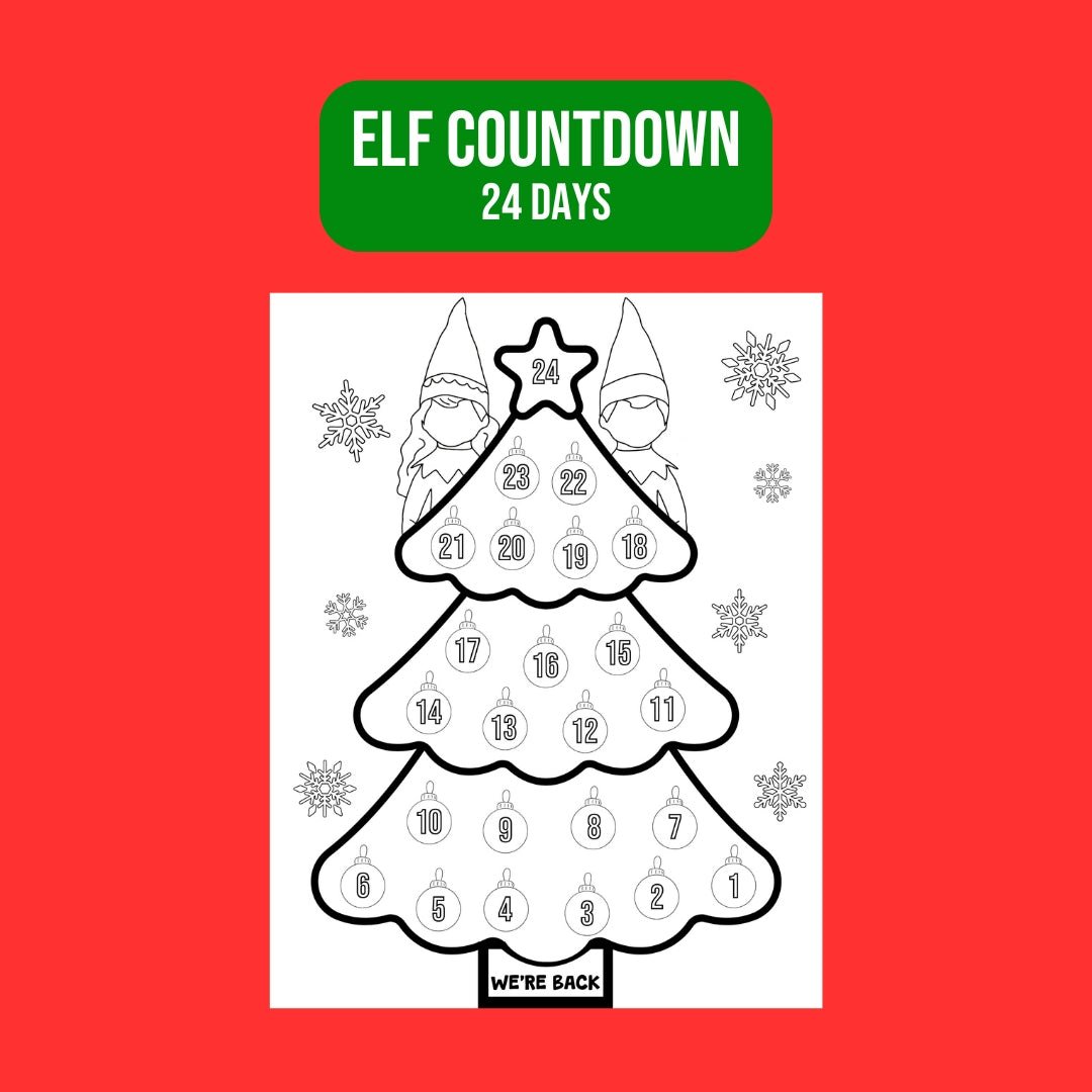 Elf Return Countdown Calendar: Christmas Coloring Page (Digital Download) - Twinklette™