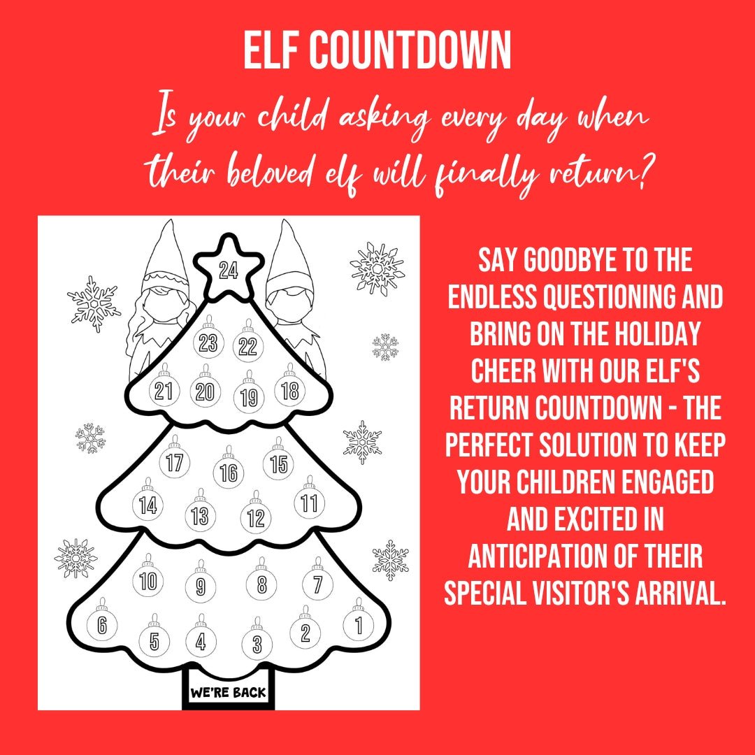 Elf Return Countdown Calendar: Christmas Coloring Page (Digital Download) - Twinklette™