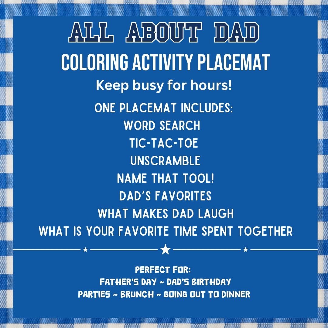 Father's Day Printed Placemats - Twinklette™
