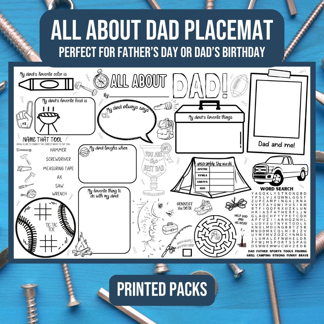Father's Day Printed Placemats - Twinklette™