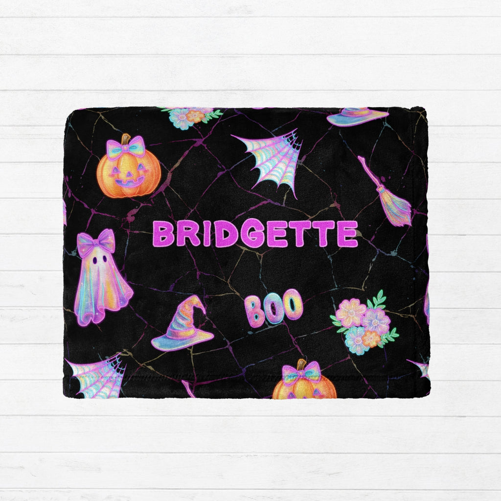 Personalized Neon Halloween Blanket