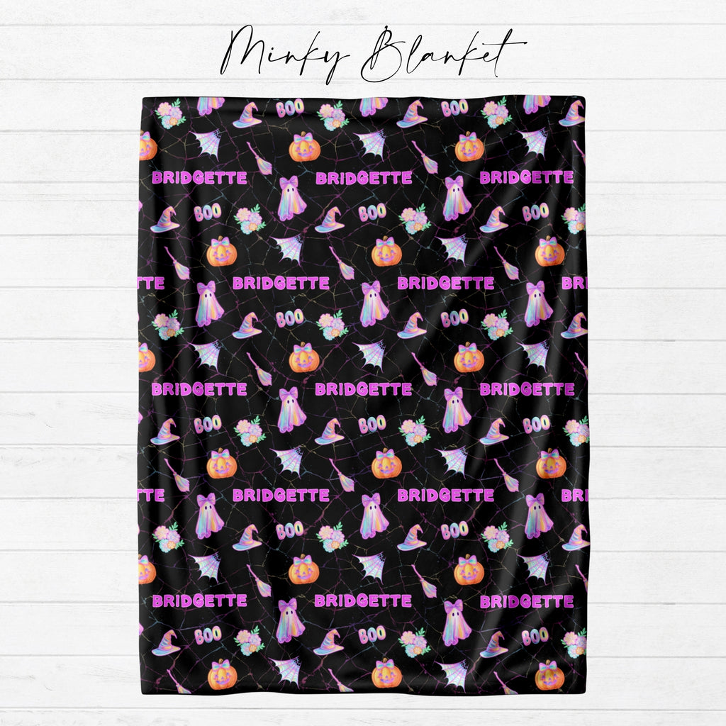 Personalized Neon Halloween Blanket