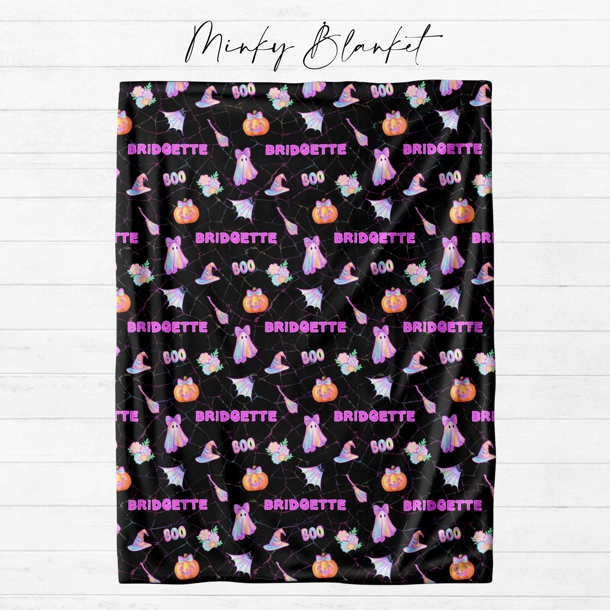 Personalized Neon Halloween Blanket