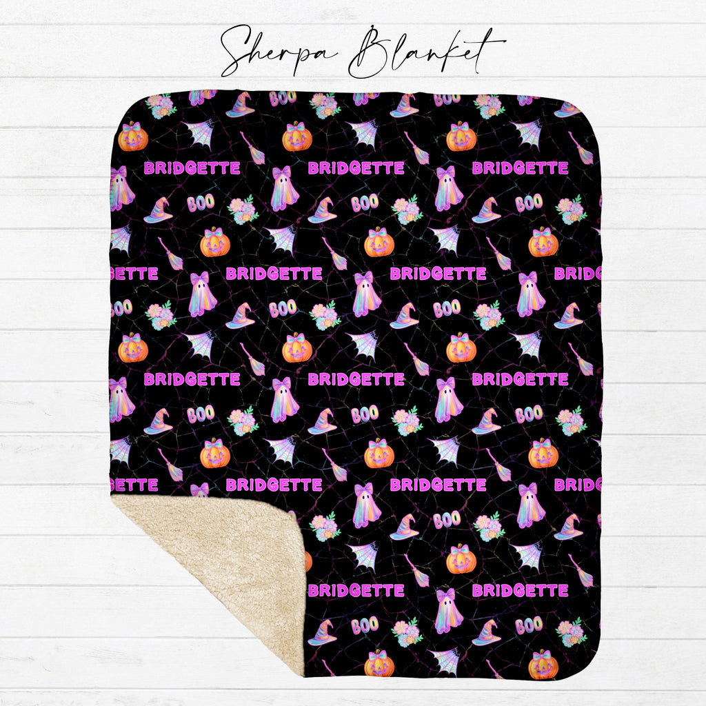 Personalized Neon Halloween Blanket