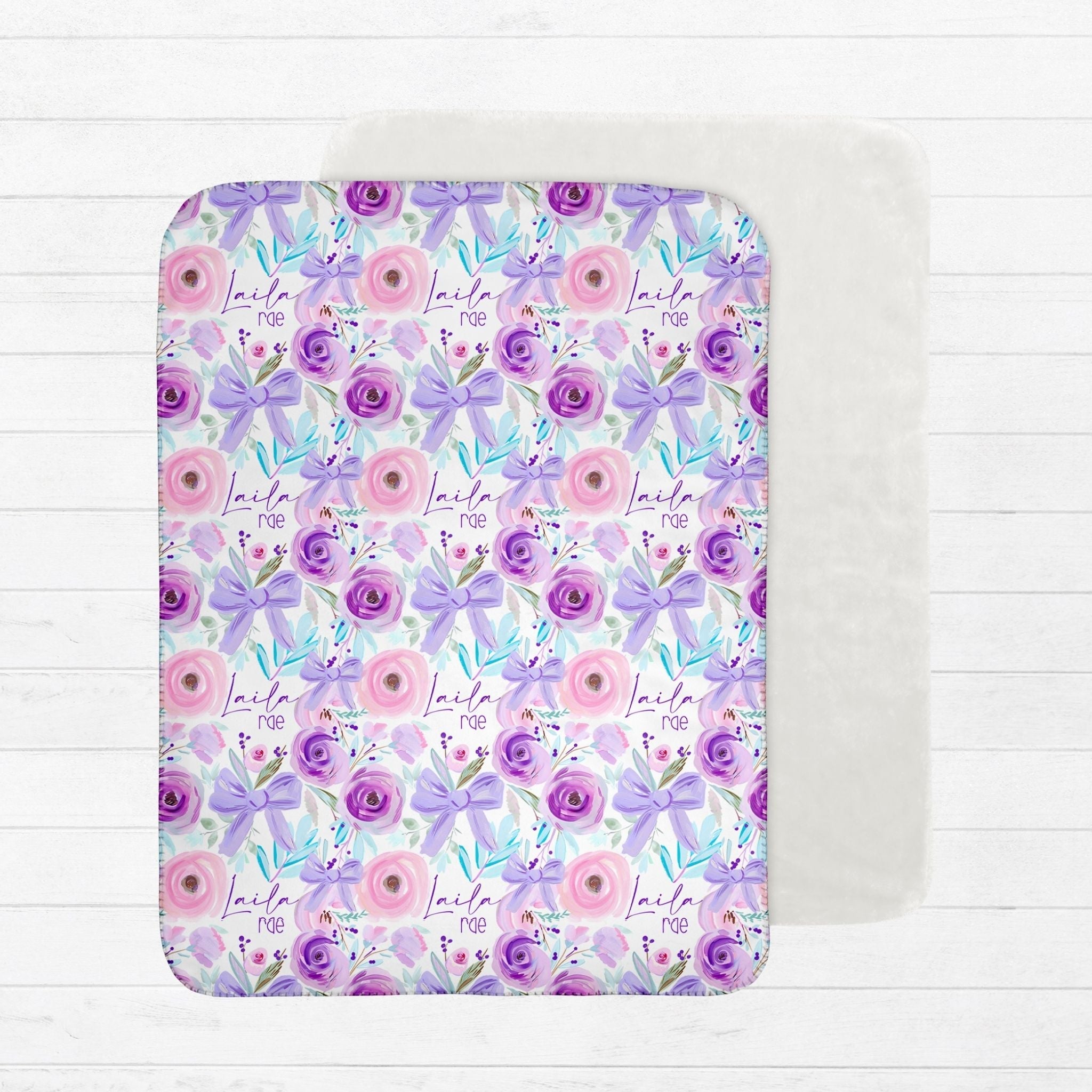 Floral Bow Baby Sherpa Blanket - Twinklette™