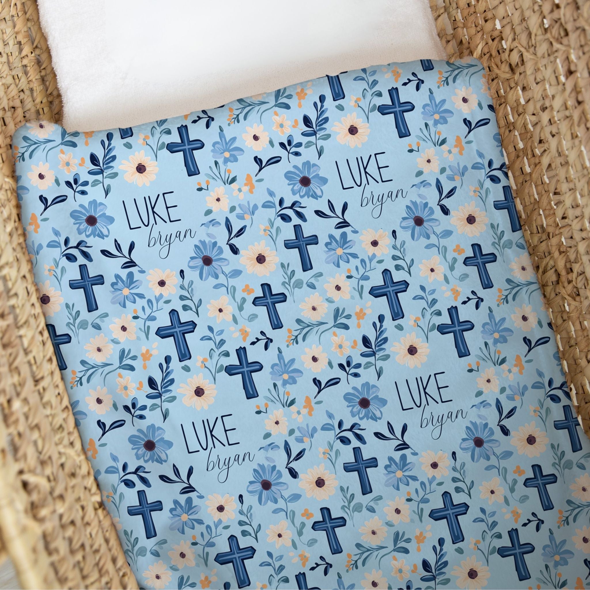 Floral Faith Blue Swaddle - Twinklette™