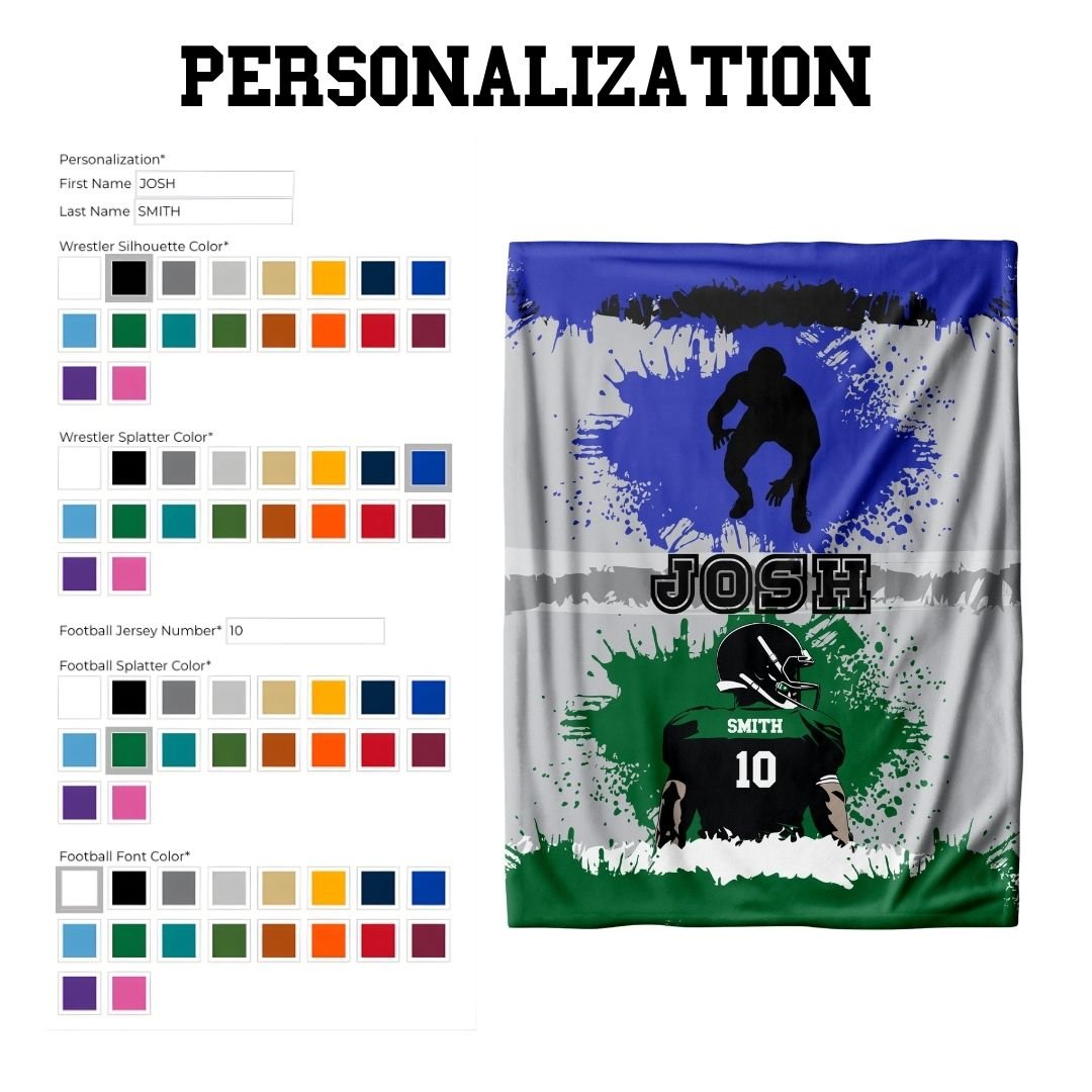 Football and Wrestling Combo Personalized Blanket - Twinklette™