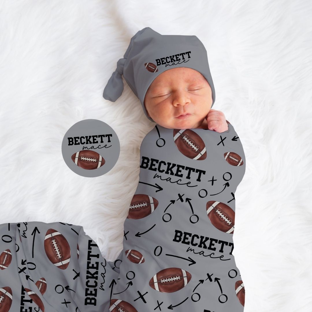 Football Baby Blanket - Custom Sports Gift for New Football Parents - Personalized Photo Prop - Twinklette™