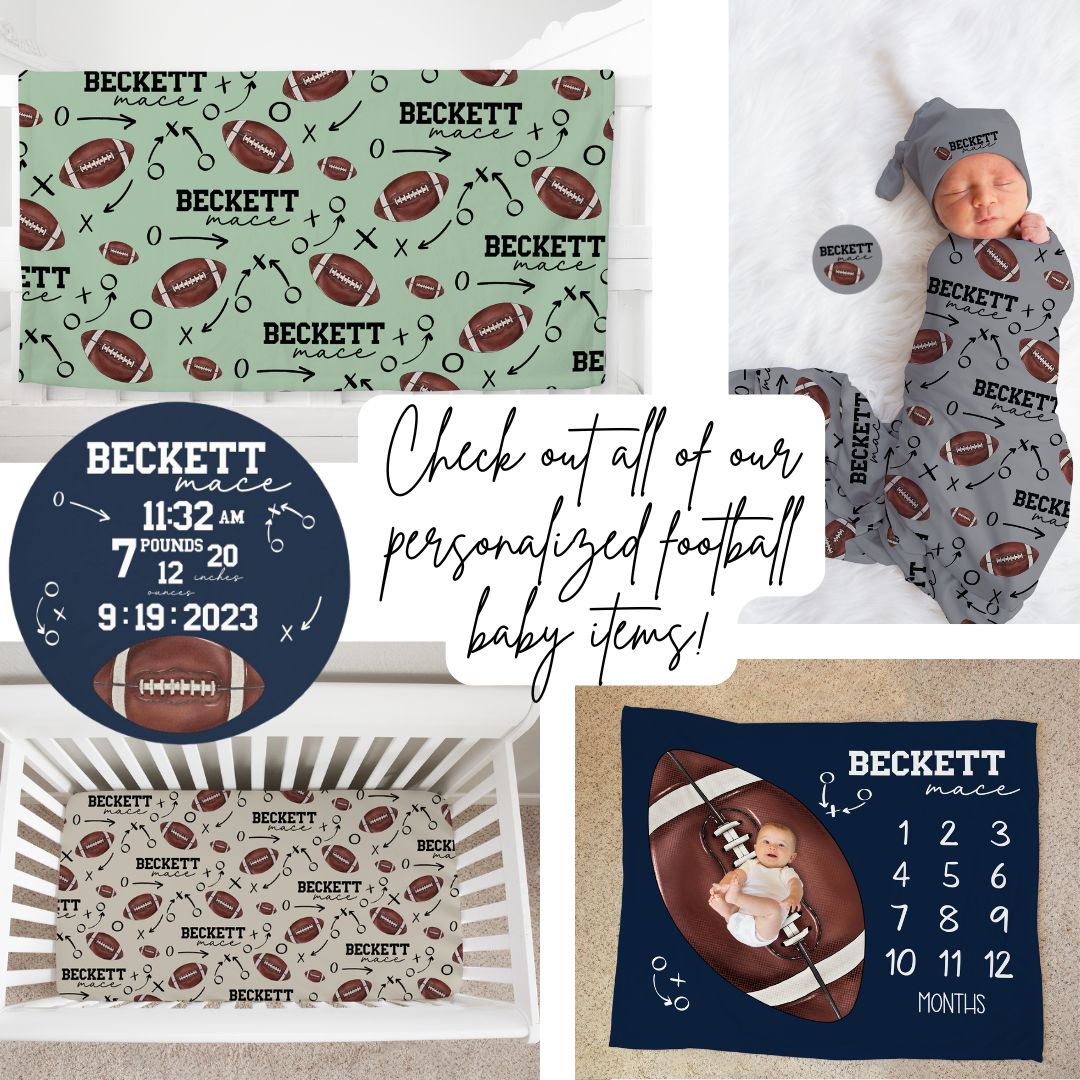 Football Baby Blanket - Custom Sports Gift for New Football Parents - Personalized Photo Prop - Twinklette™