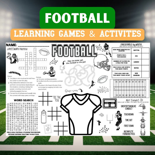 Football Coloring Activity Placemat: Learn Football - Twinklette™