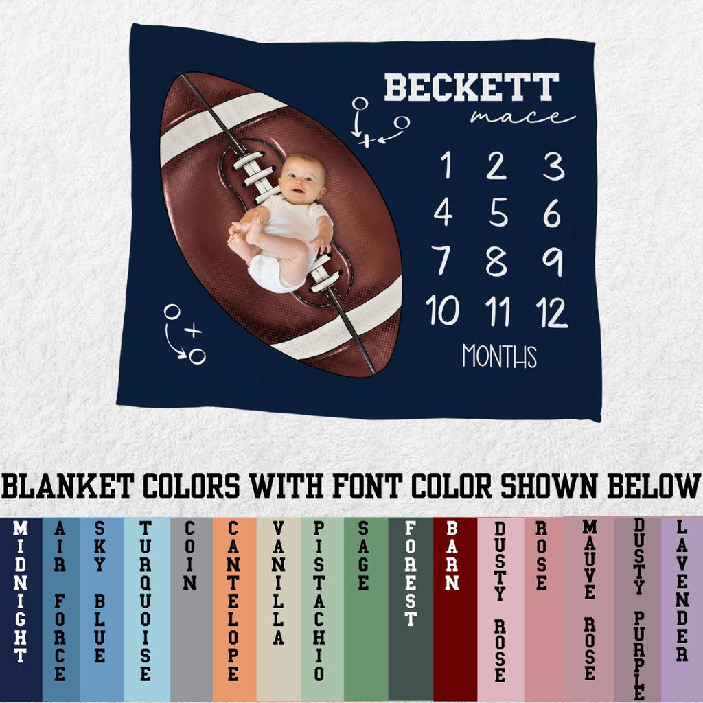 Football Milestone Blanket - Baby's First Year - Newborn Photo Prop - Twinklette™